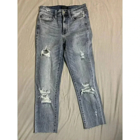 Judy Blue Denim - Judy Blue Jeans Womens 1/25 (26x23 Actual) Skinny Fit Medium Blue Stretch raw